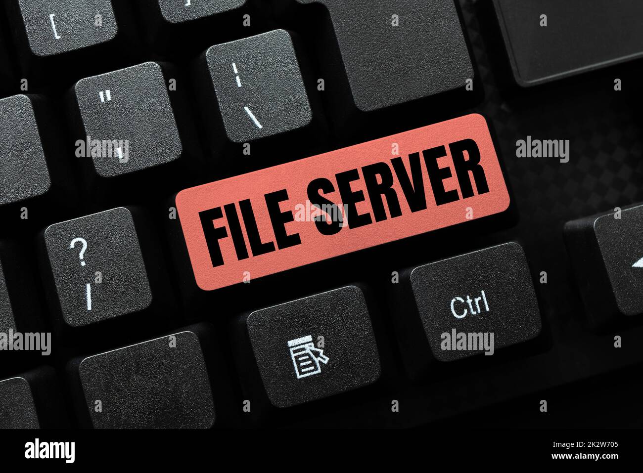 Firma visualizzazione file server. Concetto dispositivo che controlla l'accesso ai dati memorizzati separatamente -49066 Foto Stock