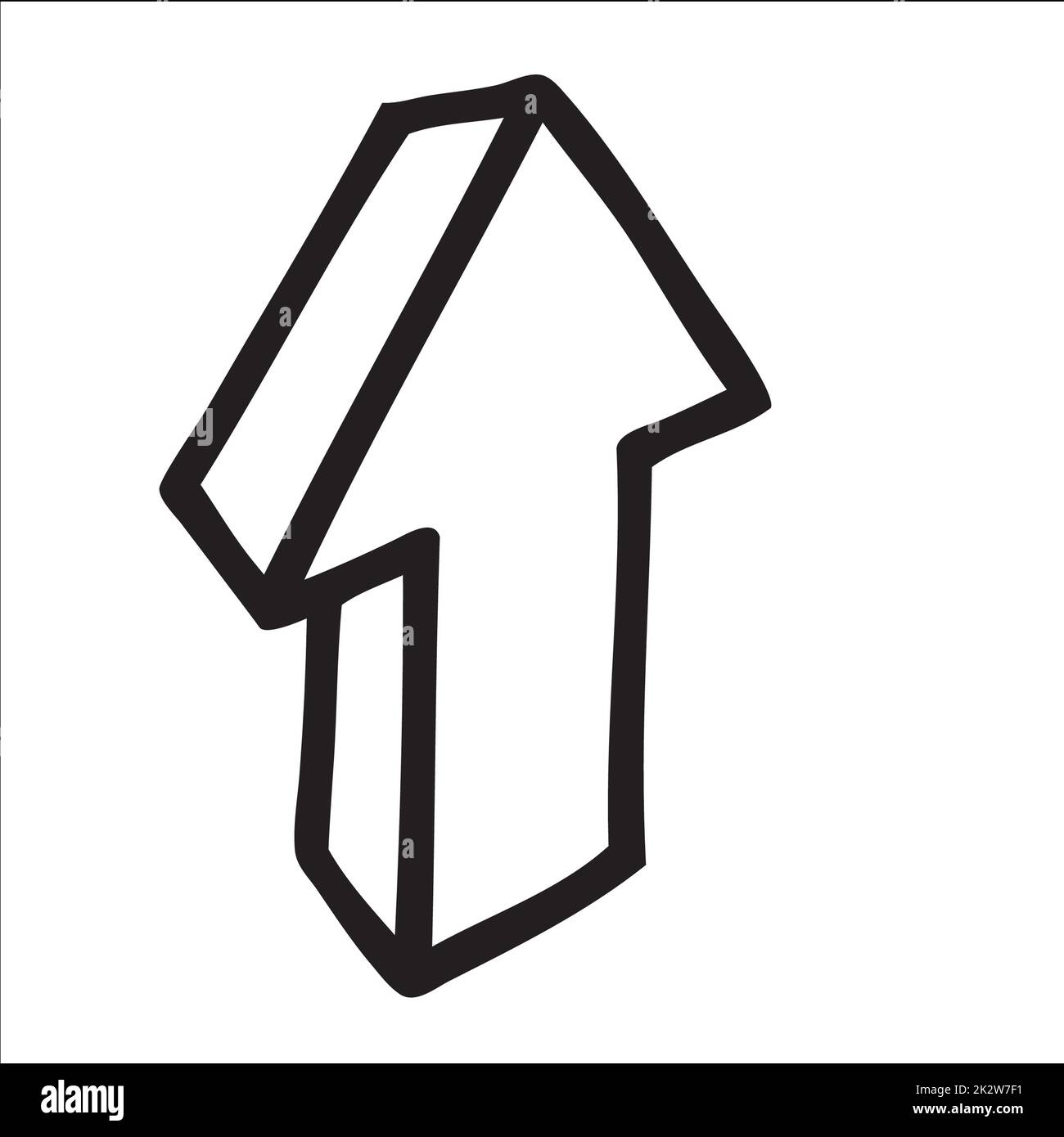 Freccia giù verso l'alto simbolo disegnato a mano con linea sottile Foto Stock