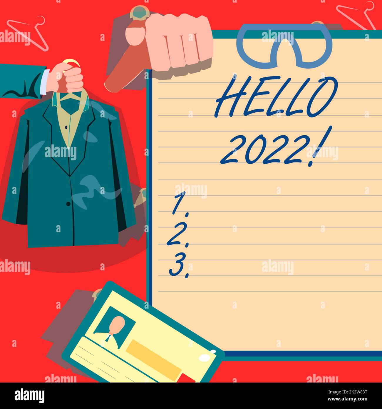 Didascalia concettuale Ciao 2022. Parola per la speranza che una grandezza per accadere per il nuovo anno nuovo Hands Holding uniforme mostrando nuove opportunità di carriera aperta. Foto Stock