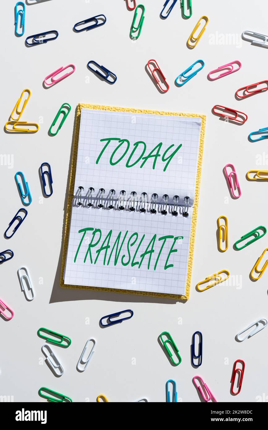 Segno che mostra Traduci. Foto concettuale un'altra parola con lo stesso significato equivalente di una lingua di destinazione -47366 Foto Stock