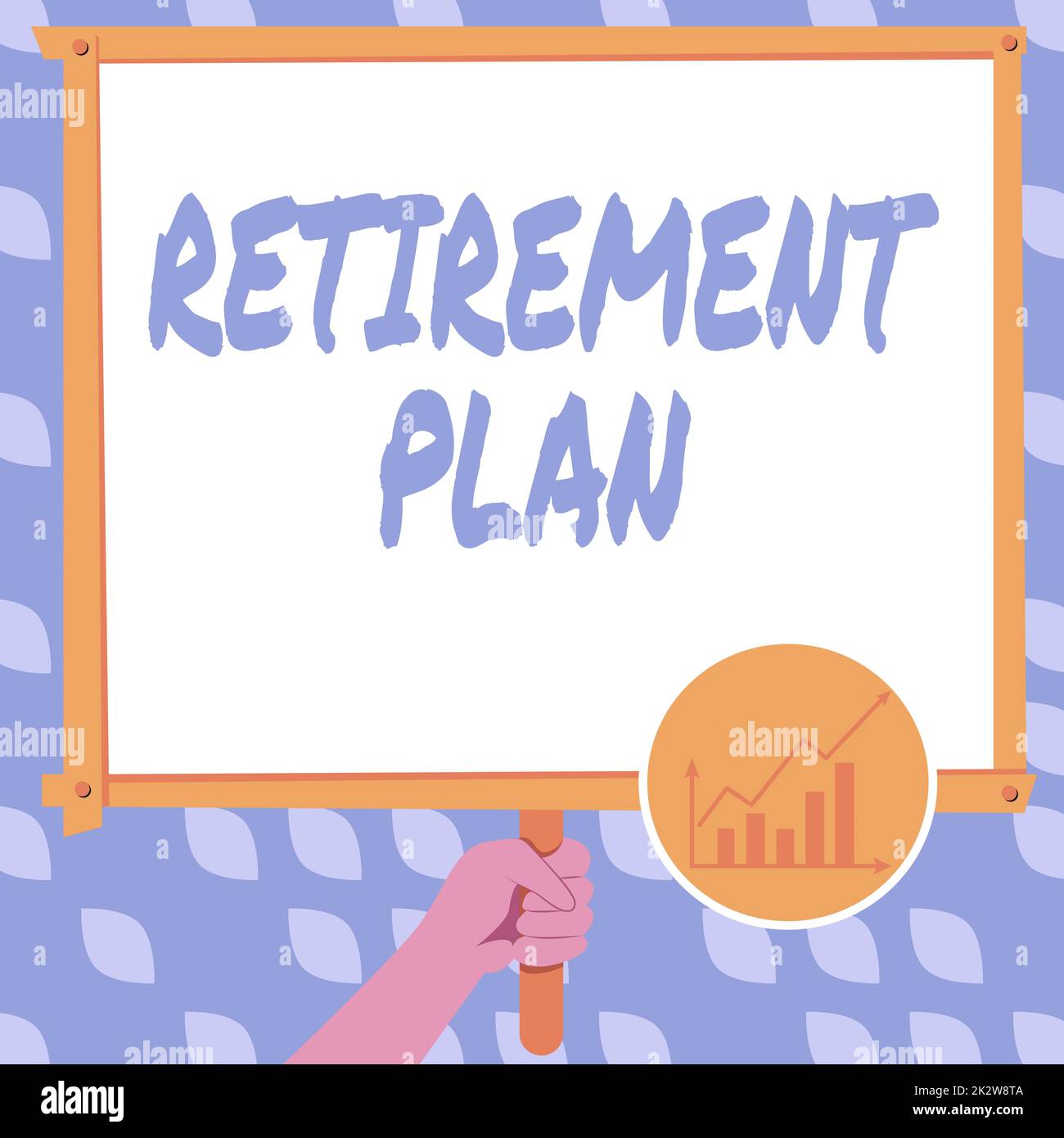 Segno che visualizza il piano di pensionamento. Concettuale foto risparmiare denaro per usarlo quando si esce mano di lavoro Holding Panel Board visualizzati le ultime strategie di crescita finanziaria. Foto Stock