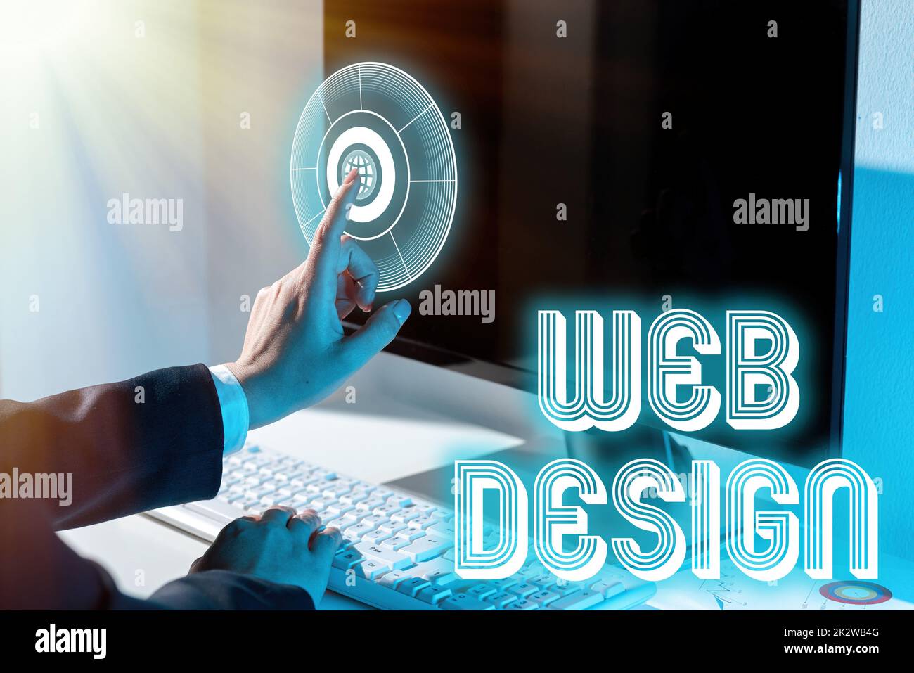 Visualizzazione concettuale Web Design. Internet Concept Chi è responsabile della produzione e della manutenzione di siti web membri del team che guardano a Whiteboard Brainstorming nuove soluzioni. Foto Stock
