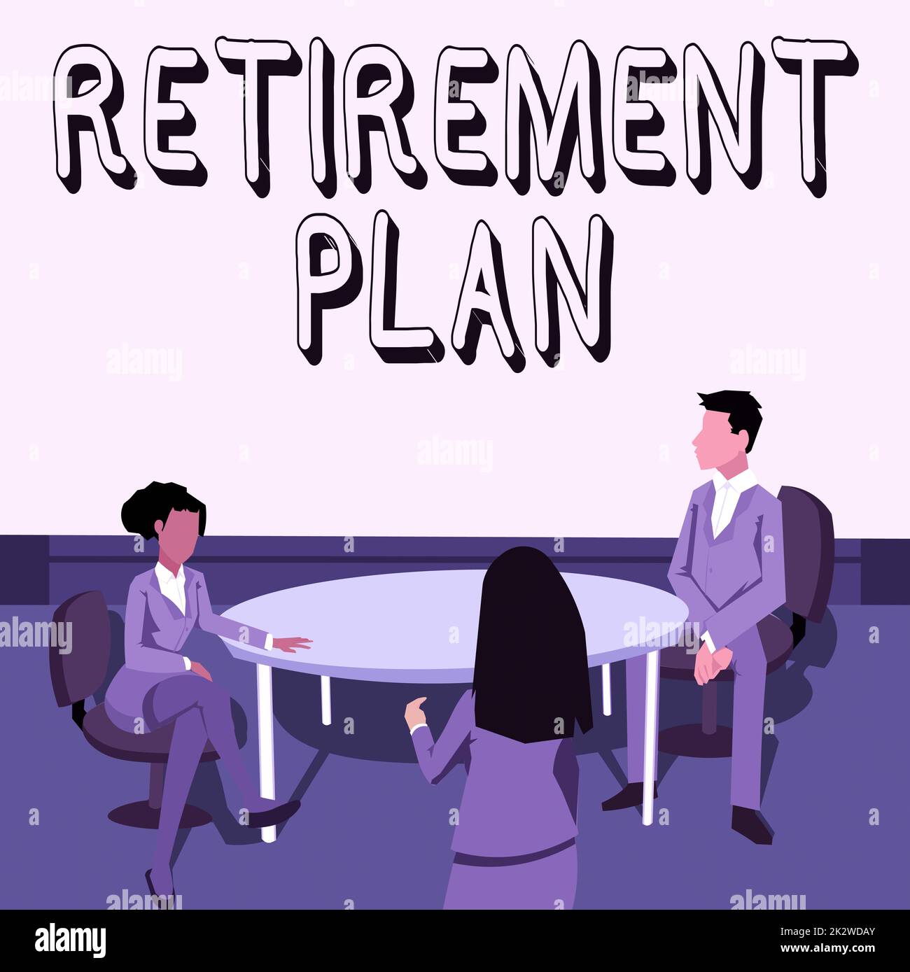 Didascalia concettuale piano di pensionamento. Idea di business risparmiare denaro per utilizzarlo quando si smette di lavorare colleghi che hanno riunione presentando idee di progetto raggiungere il lavoro di squadra. Foto Stock