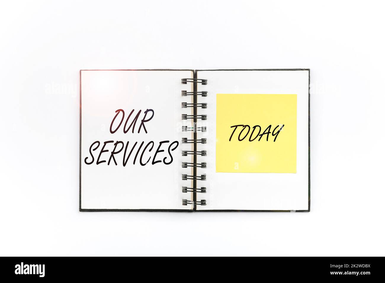 Presentazione concettuale dei nostri servizi. Approccio aziendale l'occupazione o la funzione di servire i prodotti immateriali flashy School Office forniture, insegnare Collezioni di apprendimento, Strumenti di scrittura Foto Stock