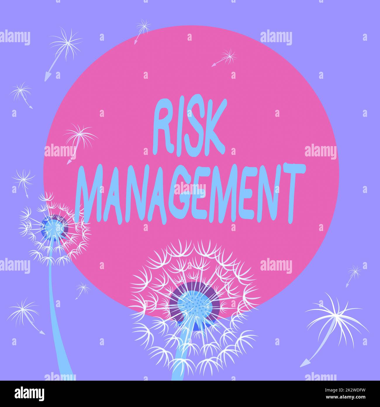 Scrittura con testo Risk Management. Parola scritta sulla valutazione di rischi finanziari o problemi con le procedure telaio decorato con fiori colorati e fiori disposti armoniosamente. Foto Stock