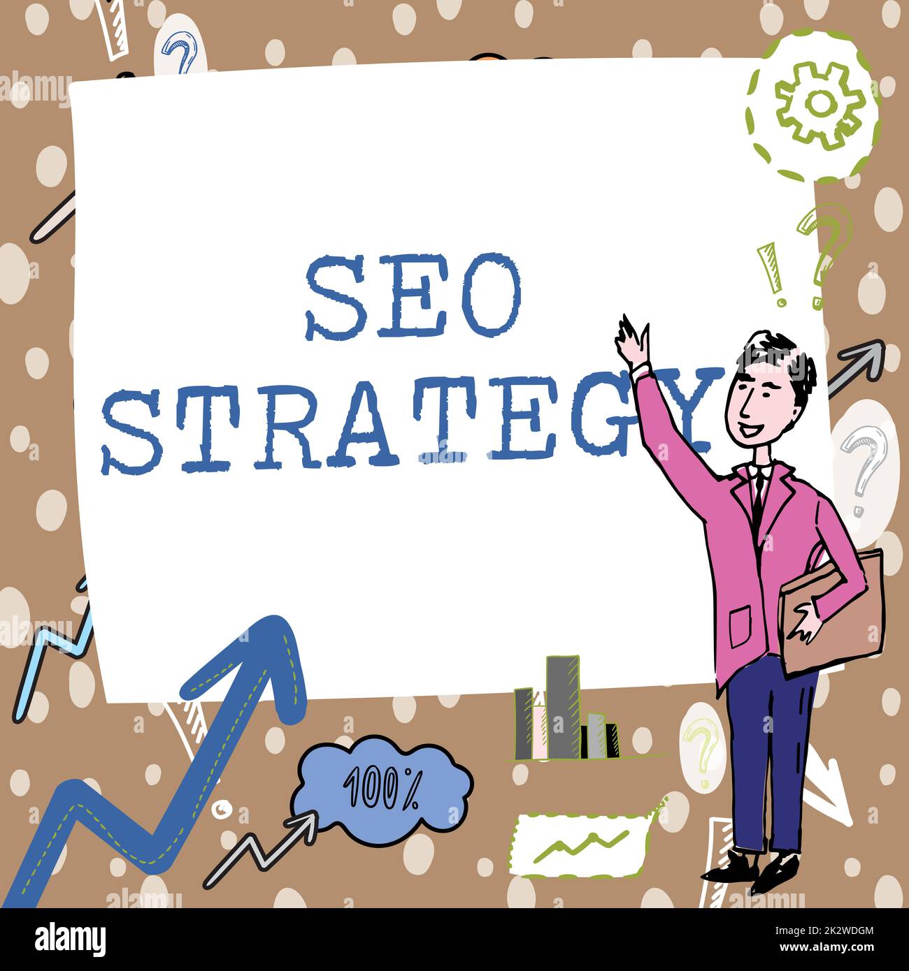 Didascalia concettuale Seo Strategy. Tecniche e tattiche della vetrina di affari per aumentare i visitatori di un sito web Gentleman disegno permanente puntando dito in bianco Whiteboard. Foto Stock