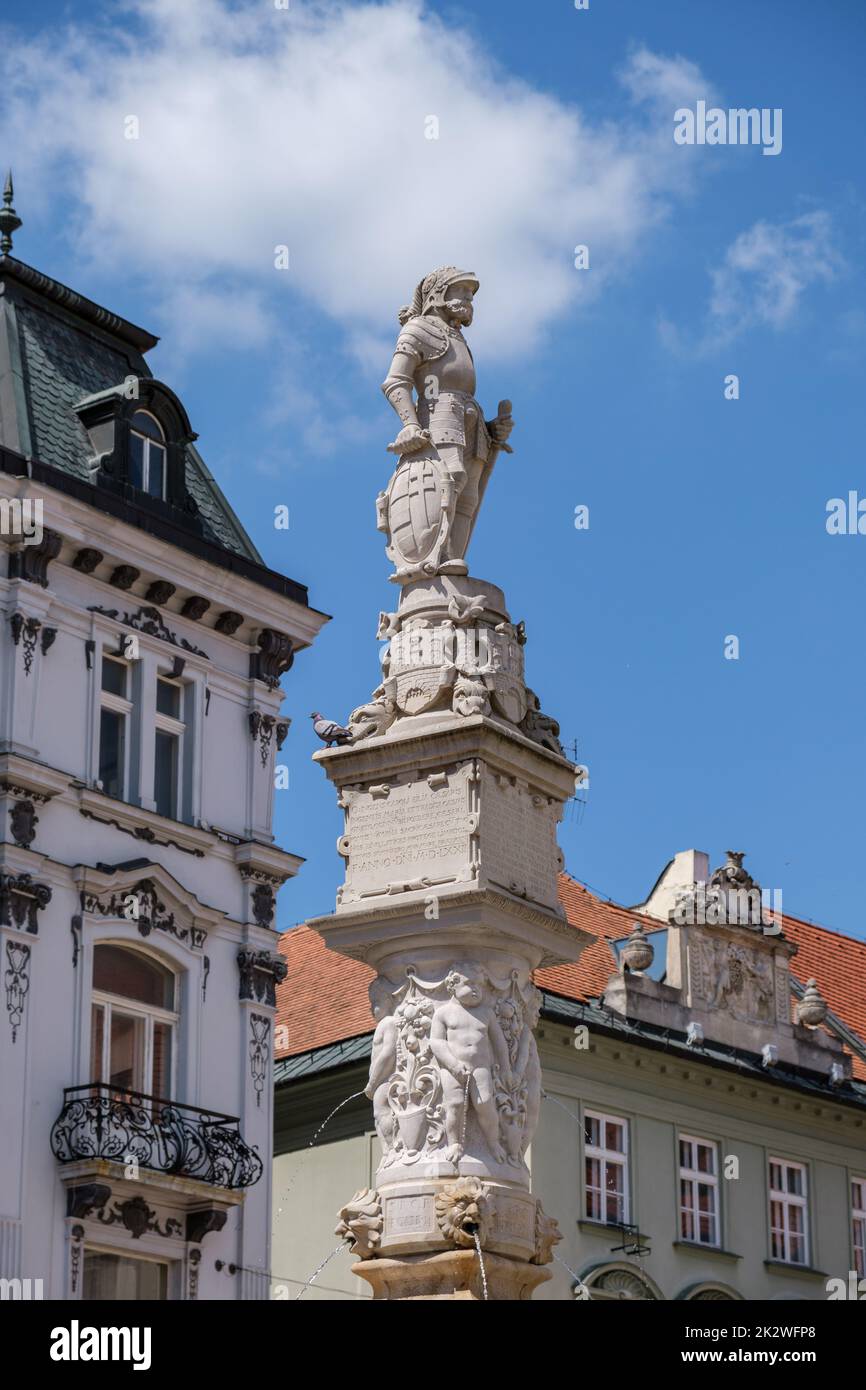 La Fontana di Massimiliano nella Piazza della Città Vecchia, Bratislava, Slovacchia Foto Stock