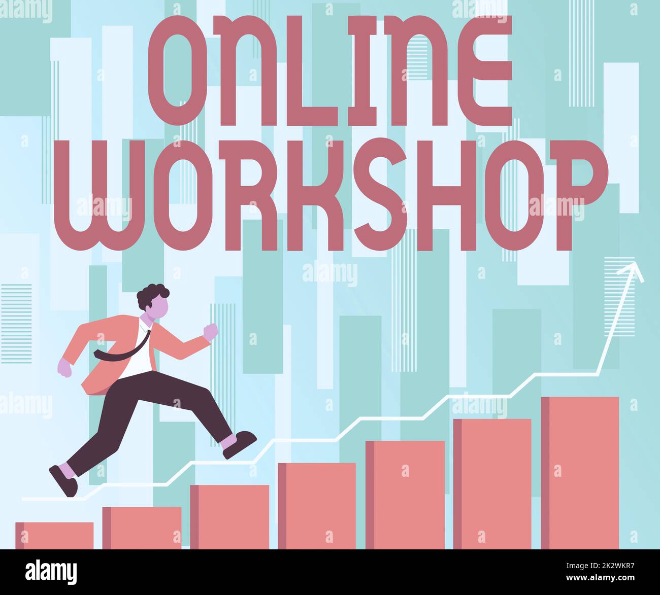 Ispirazione che mostra il cartello del workshop online. Le esposizioni di idea di affari delle merci e delle merci sopra i Web site elettronici Gentleman in vestito che arrampicano gli staris che funzionano successo in avanti che raggiungono gli obiettivi. Foto Stock
