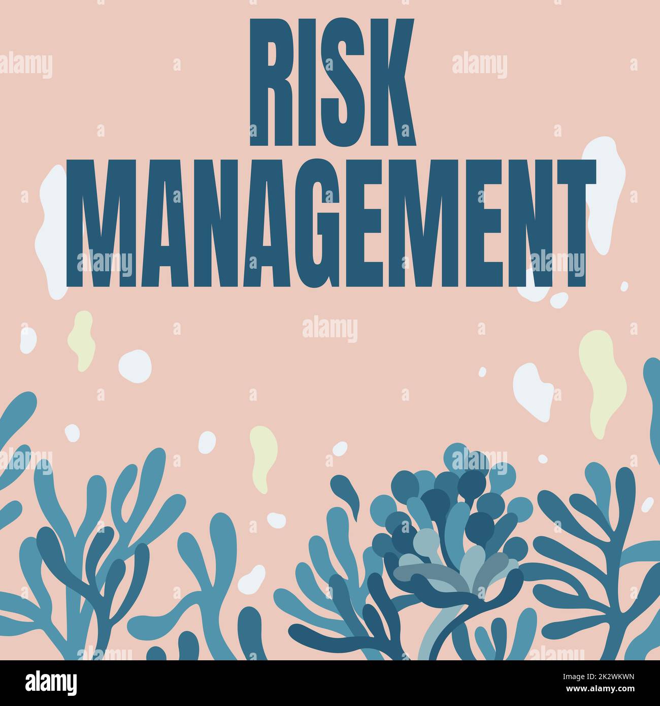 Gestione dei rischi di visualizzazione concettuale. Concetto che significa valutazione di rischi finanziari o problemi con le procedure cornice decorata con fiori colorati e fiori disposti armoniosamente. Foto Stock