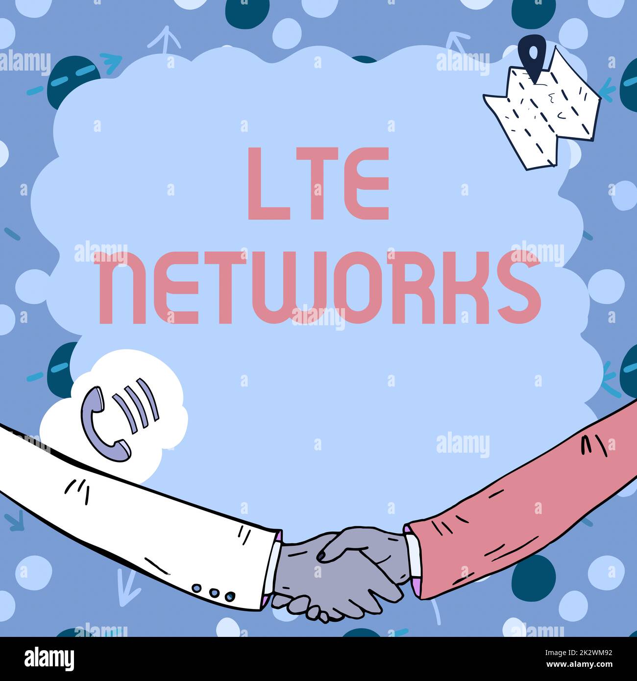 Cartello di testo che mostra le reti LTE. Vetrina aziendale connessione di rete più veloce disponibile per la comunicazione wireless cornice vuota decorata con simboli di comunicazione rappresenta una riunione aziendale Foto Stock