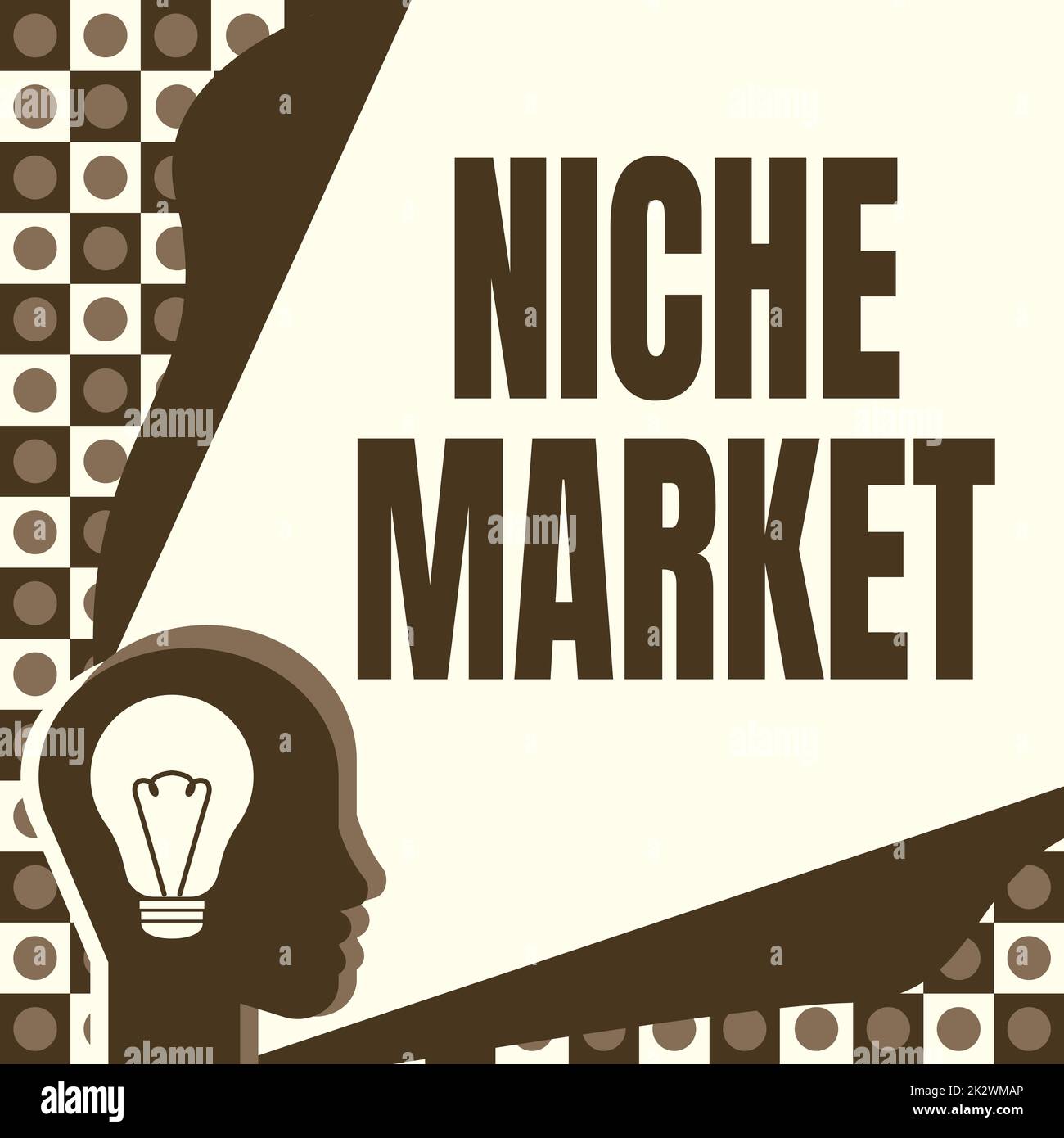 Cartello che mostra mercato nicchia. Parola per sottoinsieme del mercato su cui è focalizzato il prodotto specifico testa con lampadina illuminata con Mostra idee tecnologiche. Foto Stock