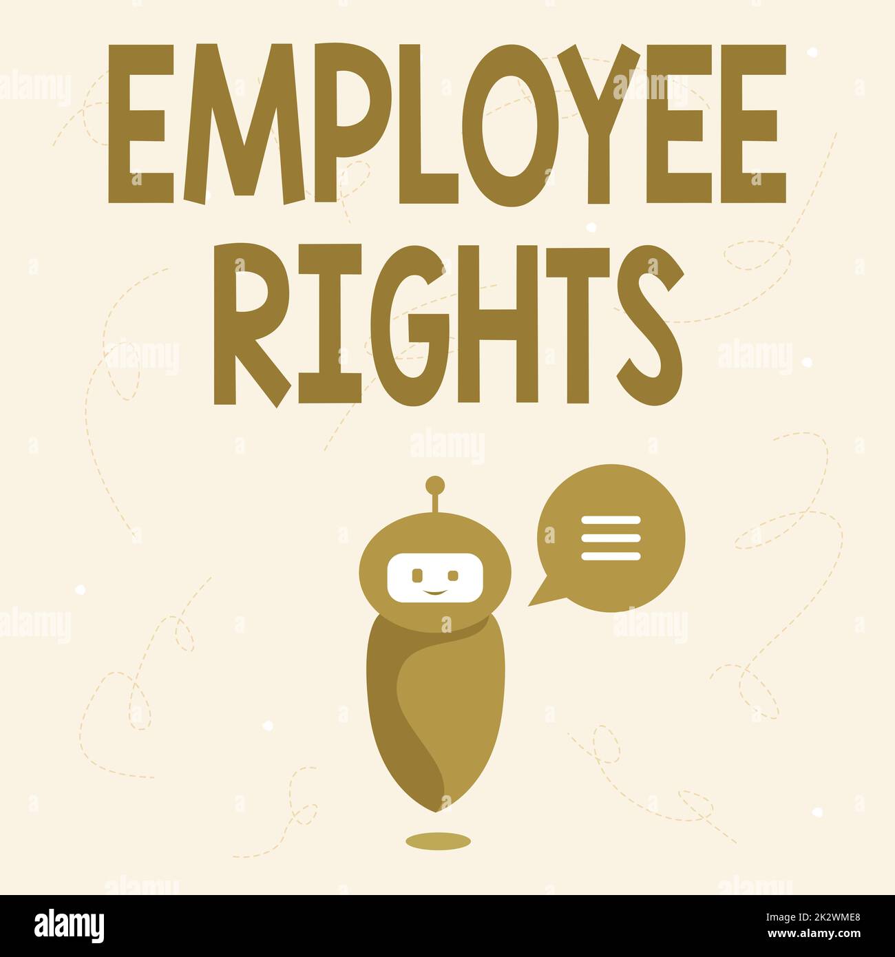 Ispirazione che mostra il segno dei diritti dei dipendenti. Concetto aziendale tutti i dipendenti hanno diritti fondamentali sul proprio luogo di lavoro il robot fluttuante carino ci dice nuove meravigliose informazioni in Una chat cloud. Foto Stock