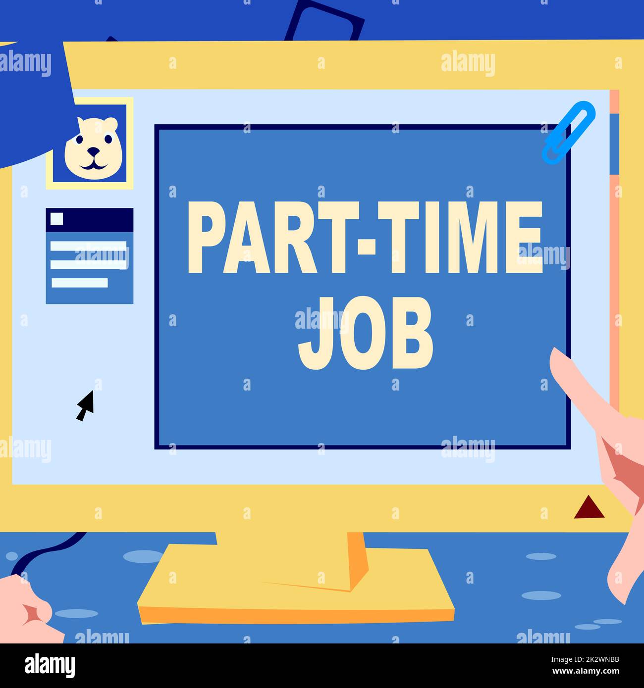 Didascalia concettuale lavoro part-time. Business idea Weekend Freelance casual OJT neofita stint stagionale toccare mano Desktop all'interno del browser Web mostra tecnologia recente. Foto Stock