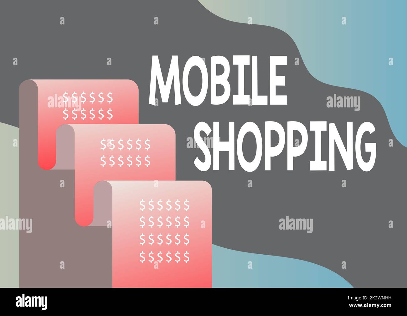 Testo che mostra Inspiration Mobile Shopping. Concetto che significa acquisto e vendita di beni e servizi tramite mobile file paper che rappresenta piani finanziari futuri calcolo ipotecario. Foto Stock