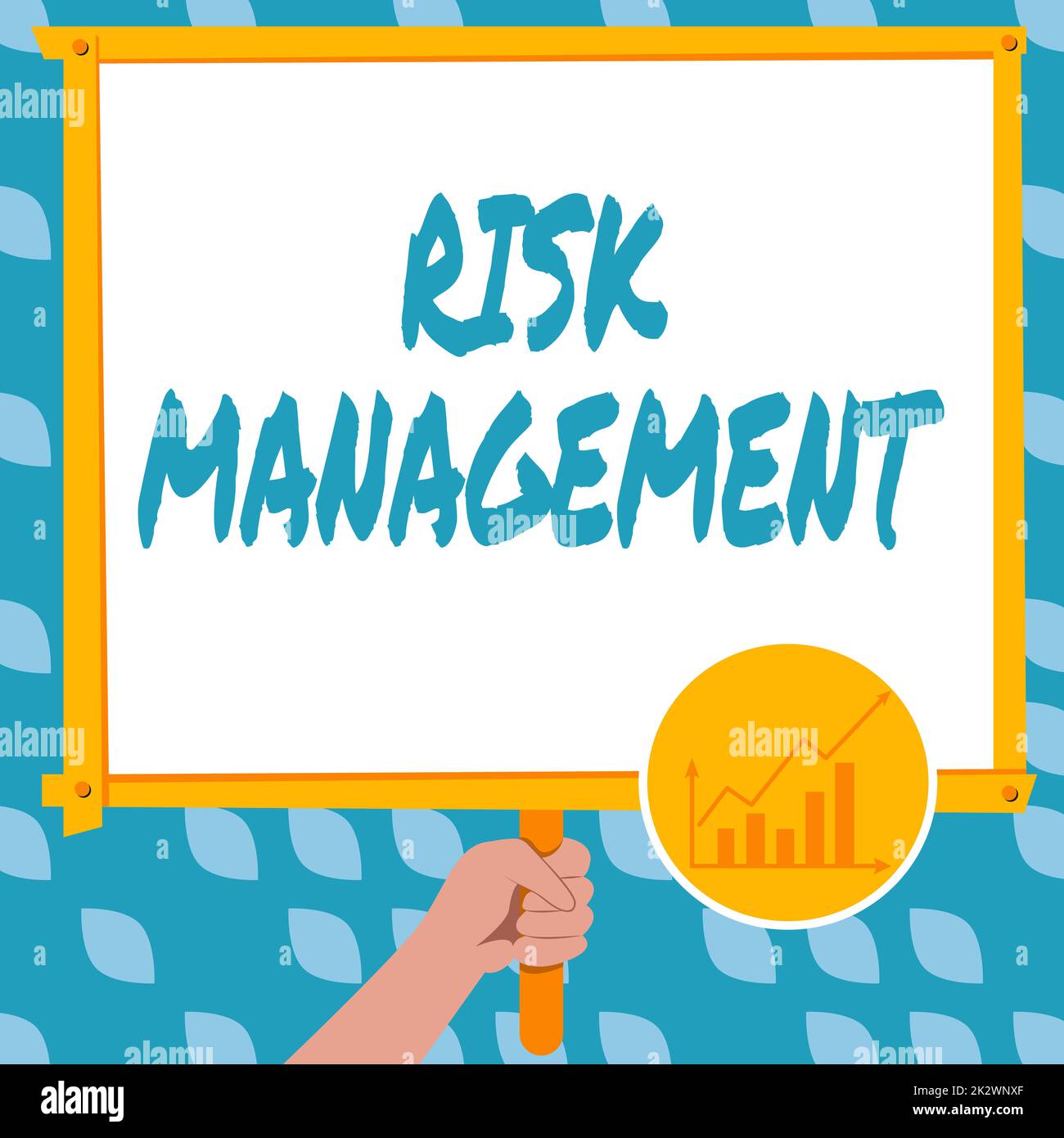 Scrittura con testo Risk Management. Valutazione di approccio aziendale di rischi finanziari o problemi con le procedure Hand Holding Panel Board visualizzazione delle ultime strategie di crescita finanziaria. Foto Stock
