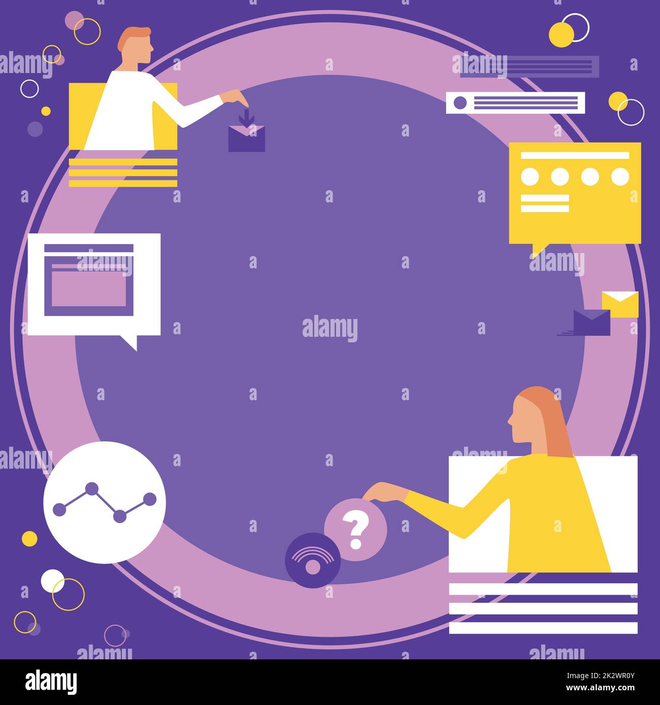 Colleghi che usano la tecnologia hanno riunione in linea che discute i piani futuri di progetto che visualizzati il lavoro di squadra. Partners Consulenza sui grafici più recenti che rappresentano lo sforzo combinato. Foto Stock
