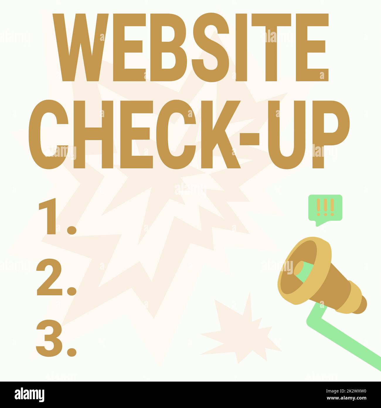 Visualizzazione concettuale Check Up del sito Web. Panoramica aziendale Website Check Up Illustrazione di Hand Holding Megaphone con Sun Ray Making Announcement. Foto Stock Visualizzazione concettuale Check Up del sito Web. Panoramica aziendale Website Check Up Illustrazione di Hand Holding Megaphone con Sun Ray Making Announcement. Foto Stock
