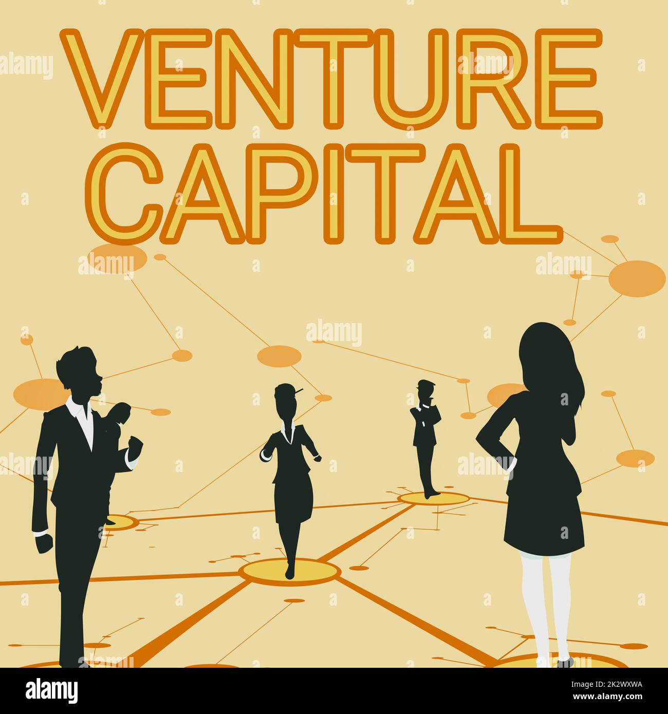Scrittura visualizzazione testo Venture Capital. Business Concept Venture Capital diversi membri del team che si separano dal punto di vista delle linee connesse in reparto. Foto Stock