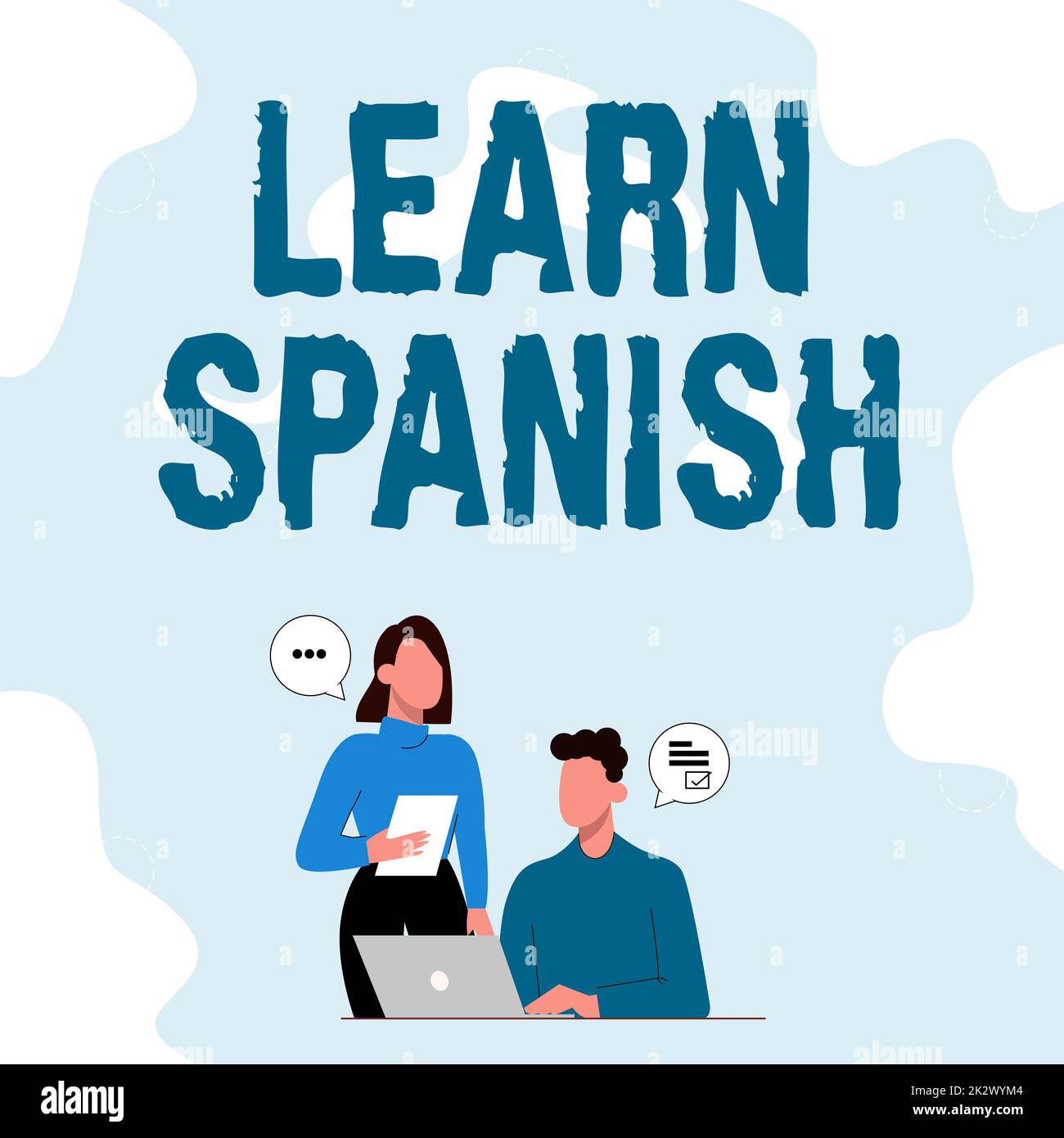 Didascalia concettuale Impara lo spagnolo. Concetto significato traduzione Lingua in Spagna Vocabolario dialetto Speech Partners condividere nuove idee per migliorare le abilità strategie di lavoro. Foto Stock