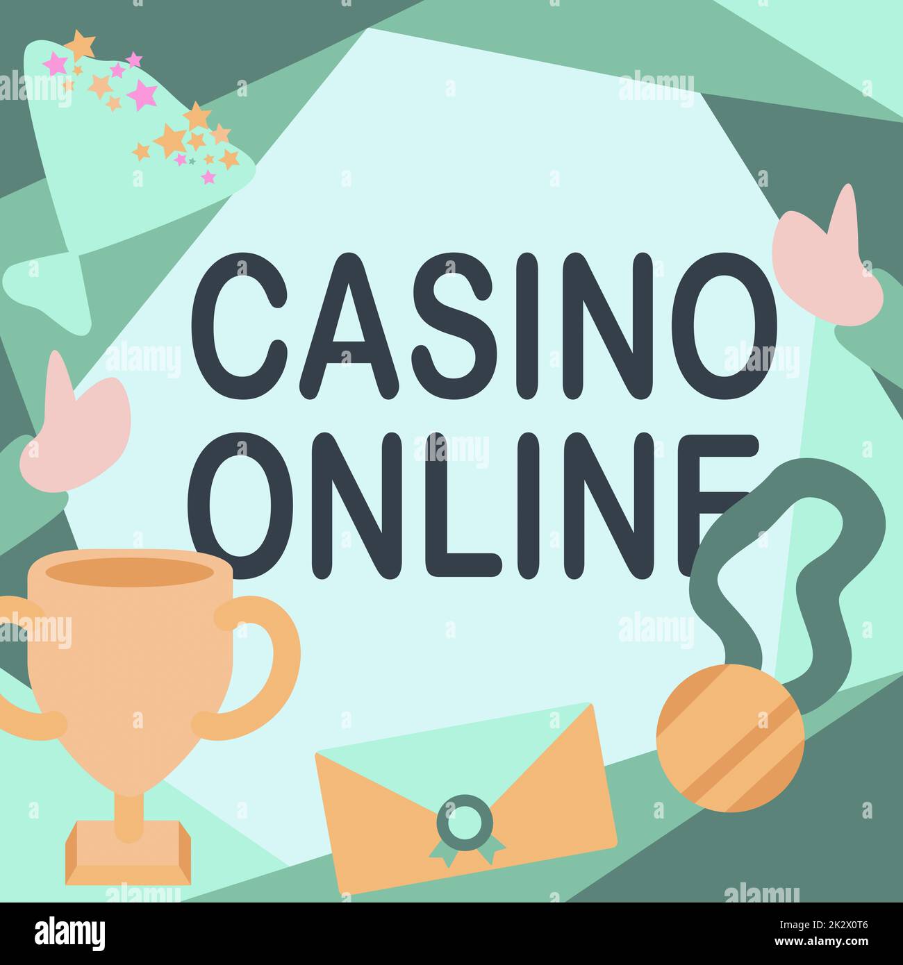 Visualizzazione concettuale Casino Online. Concettuale foto computer gioco di Poker Gamble Royal Bet Lotto High Stakes persone che si congratulano con il successo presentando le medaglie guadagnate Trofeo. Foto Stock