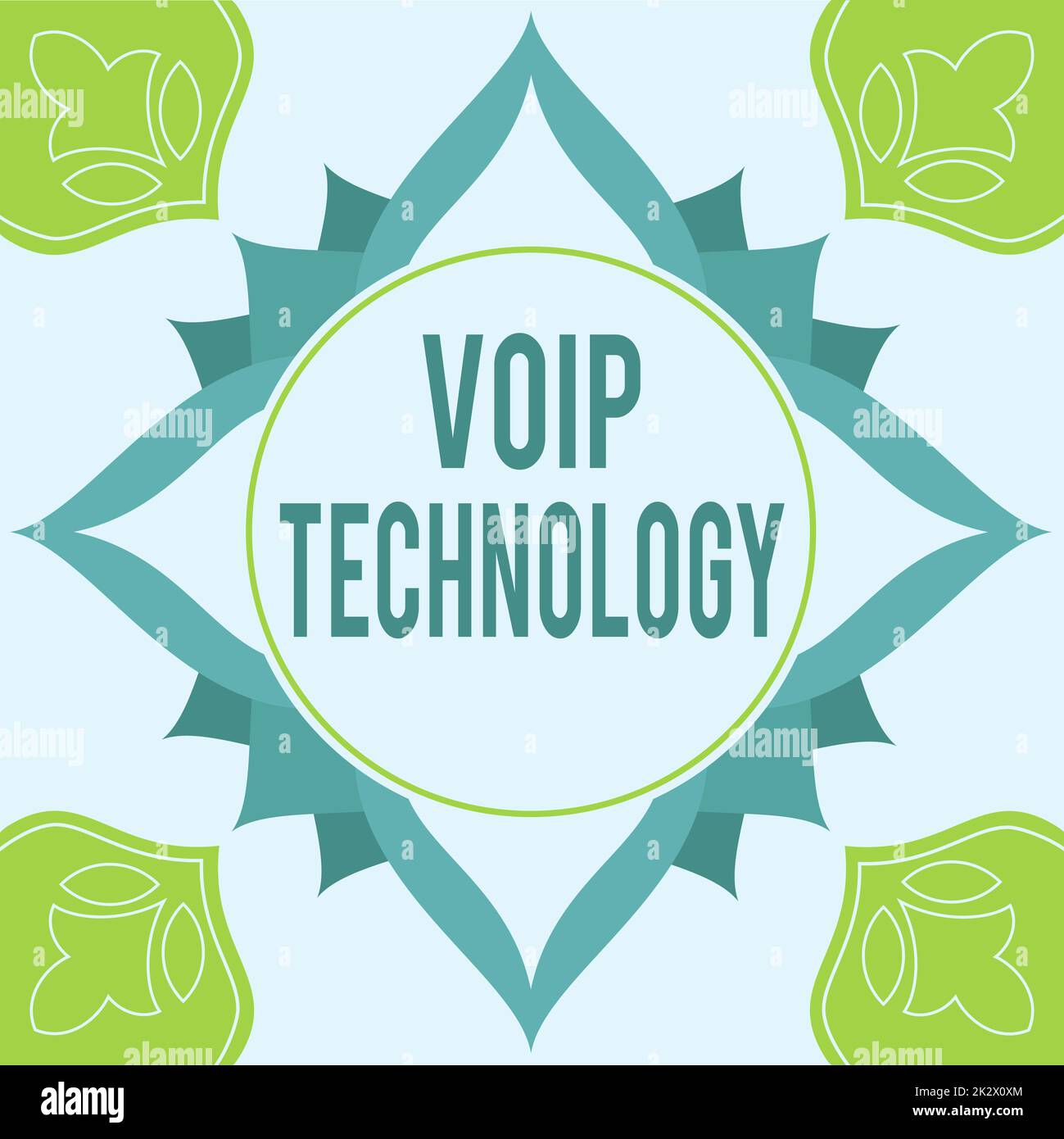 Testo che mostra Inspiration VoIP Technology. Business idea VoIP tecnologia cornice decorata con fiori colorati e Foliage disposti armoniosamente. Foto Stock