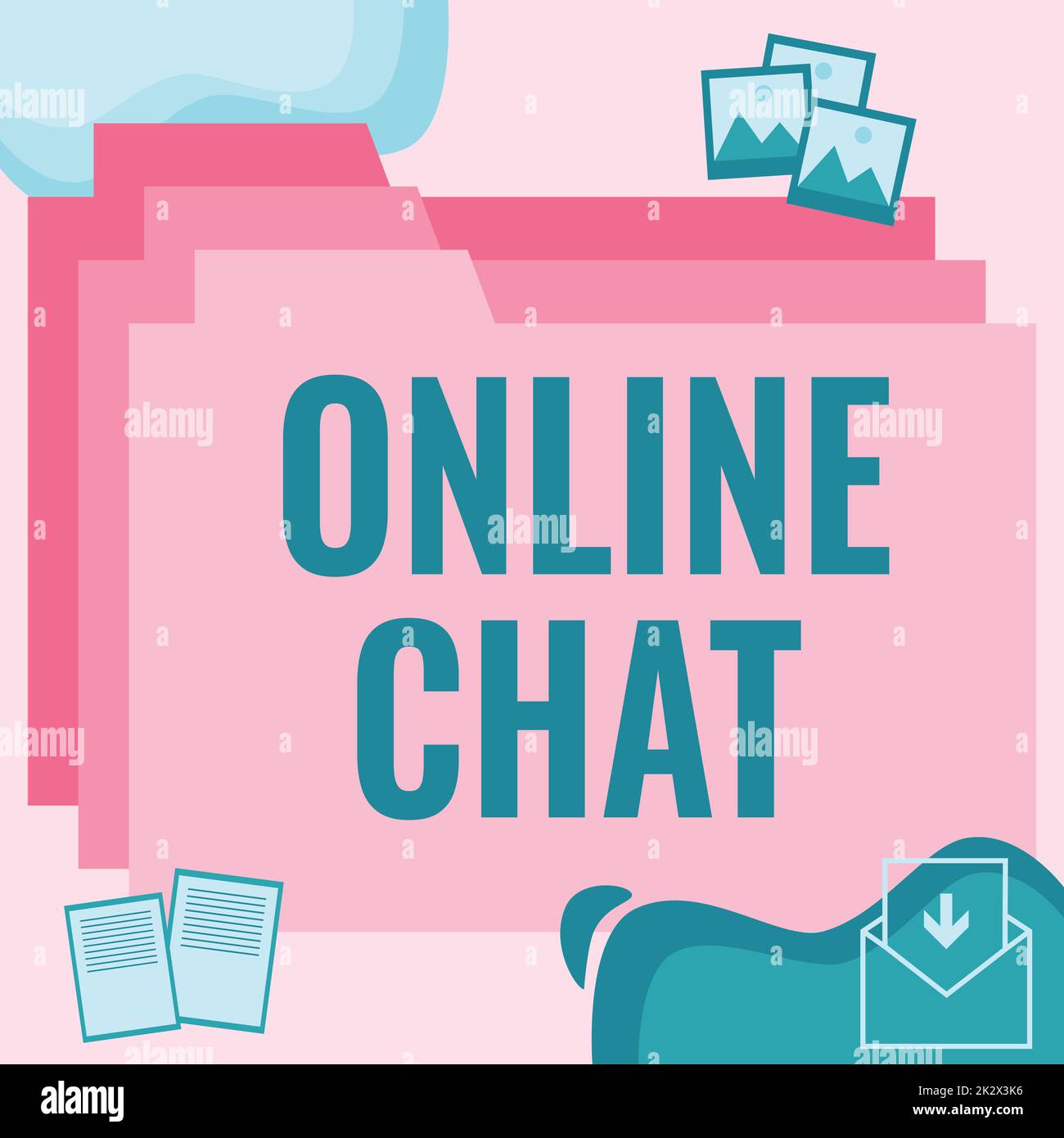 Ispirazione che mostra il segno Chat online. Parola scritta per parlare con un amico o qualcuno attraverso internet e PC telefono cartelle desktop all'interno del browser Web che mostra la tecnologia recente. Foto Stock