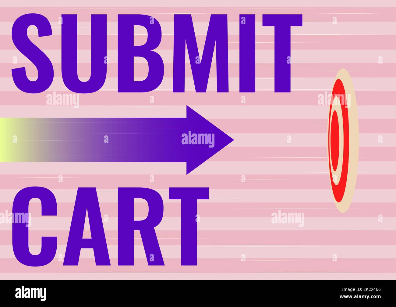 Cartello di testo che mostra Invia carrello. Parola per l'invio della lista di acquisto degli articoli in linea procedere checkout freccia muovendosi rapidamente verso l'obiettivo di obiettivo che rappresenta il raggiungimento degli obiettivi. Foto Stock