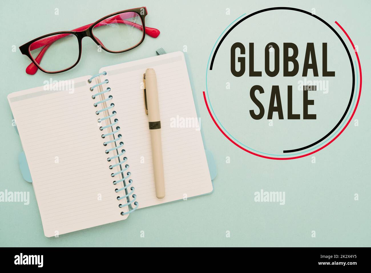 Ispirazione che mostra il segno della vendita globale. Business Concept Manager operazioni per le aziende fare affari internazionali flashy School Office forniture, insegnare Collezioni di apprendimento, Strumenti di scrittura Foto Stock