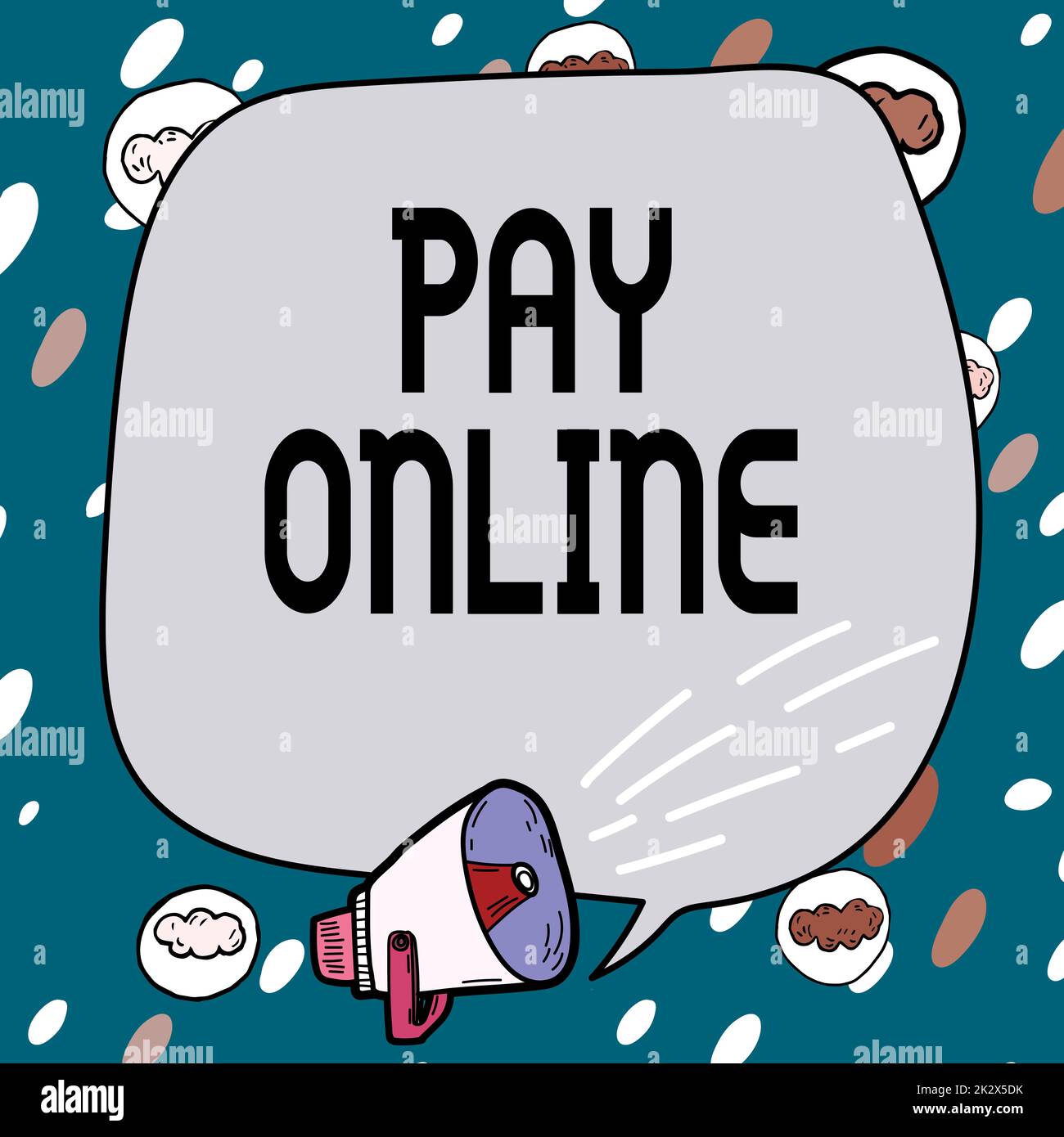 Ispirazione che mostra Sign Pay Online. Concetto che significa acquistare prodotti o servizio utilizzando la carta di credito su qualsiasi sito web frame coperto con simboli vocali visualizza speaker fare annunci. Foto Stock