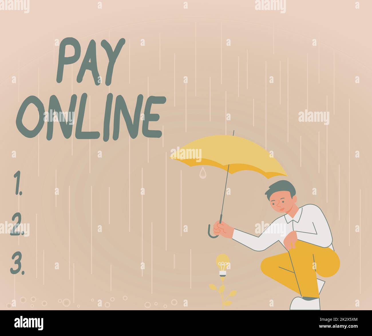 Visualizzazione concettuale Pay Online. Concettuale foto acquistare prodotti o servizio utilizzando la carta di credito su qualsiasi sito Gentleman Holding ombrello Growing Flower Presentazione nuove idee progetto. Foto Stock