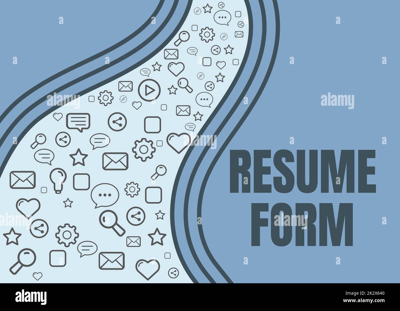 Visualizzazione concettuale modulo Resume. Idea aziendale descrivere gli elementi di layout che appaiono nel documento scritto icone che simboleggiano la comunicazione online colleghi che raggiungono il lavoro di squadra. Foto Stock