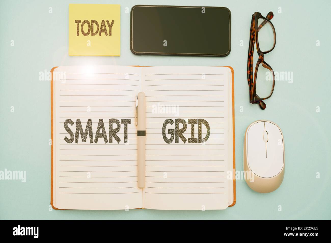 Simbolo di scrittura a mano Smart Grid. Il concetto di Internet comprende misure operative ed energetiche, tra cui contatori flashy School Office Supplies, Collezioni di apprendimento didattico, Strumenti di scrittura Foto Stock