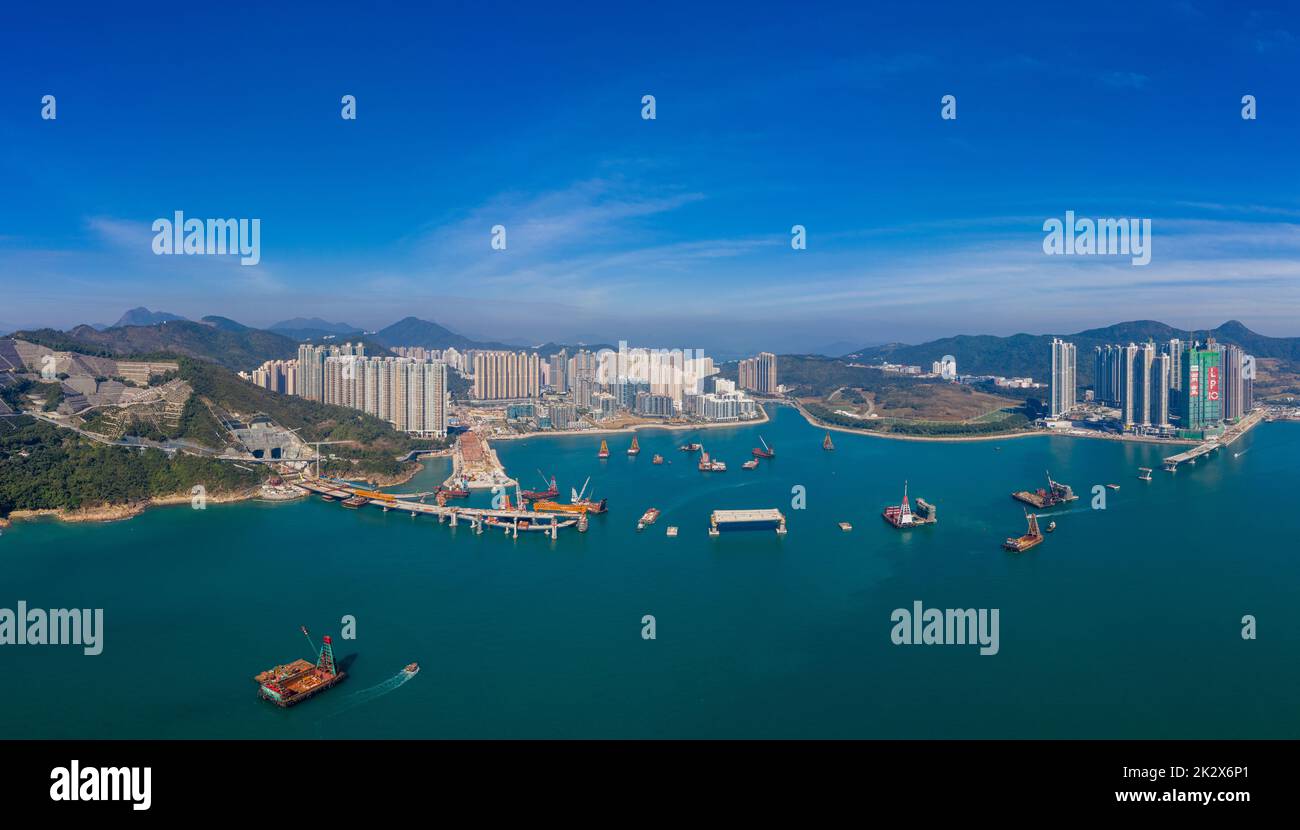 Veduta aerea di Tseung Kwan o a Hong Kong Foto Stock