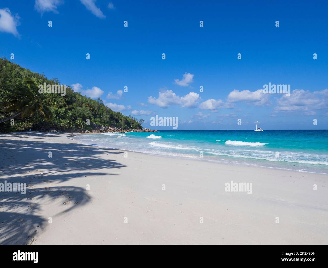 Seychelles , Praslin - Spiaggia dell'Anse Goeorgette Foto Stock