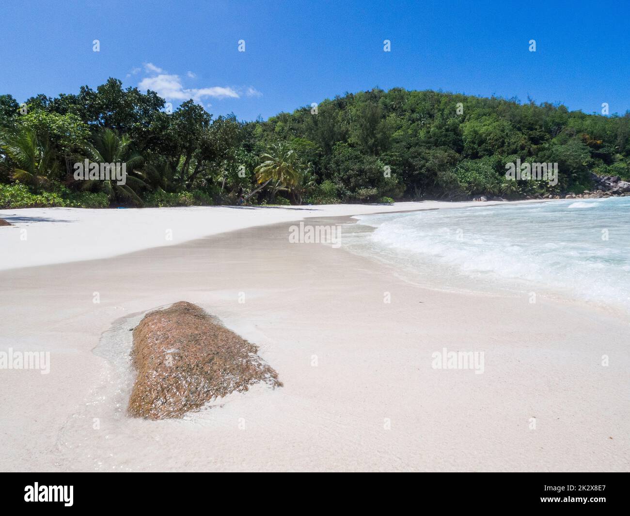 Seychelles , Praslin - Spiaggia dell'Anse Goeorgette Foto Stock