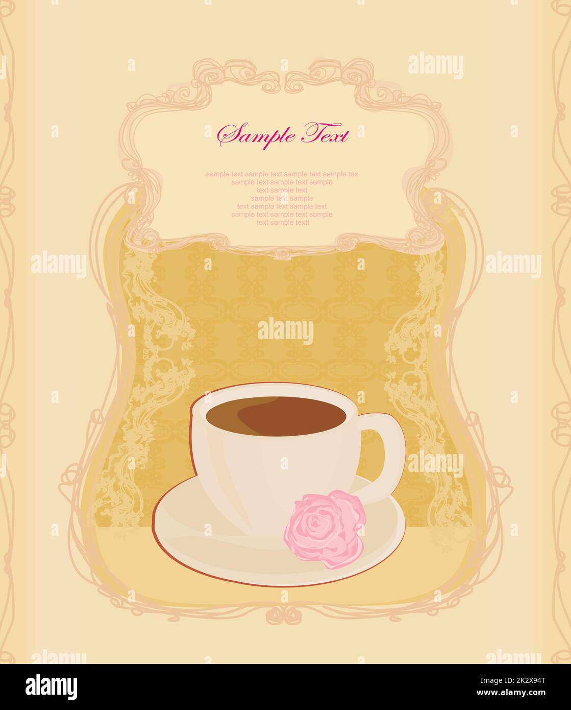 Tazza di caffè con abstract gli elementi di design Foto Stock