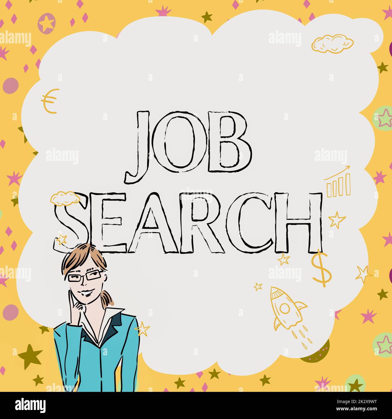 Ispirazione che mostra segno Ricerca lavoro. Vetrina di affari un atto di persona per trovare lavoro adatto per la sua professione Illustrazione di Signora pensare profondamente solo per nuove incredibili idee tattiche. Foto Stock