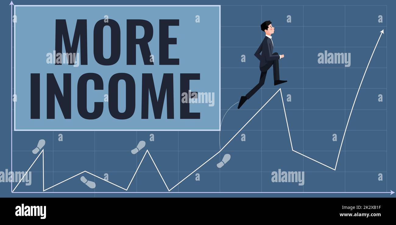 Scrittura a mano testo più reddito. Word for Additional Money riceve per uno scambio di bene o servizi usinessman salire verso l'alto grafico di crescita che rappresenta il successo del progetto. Foto Stock