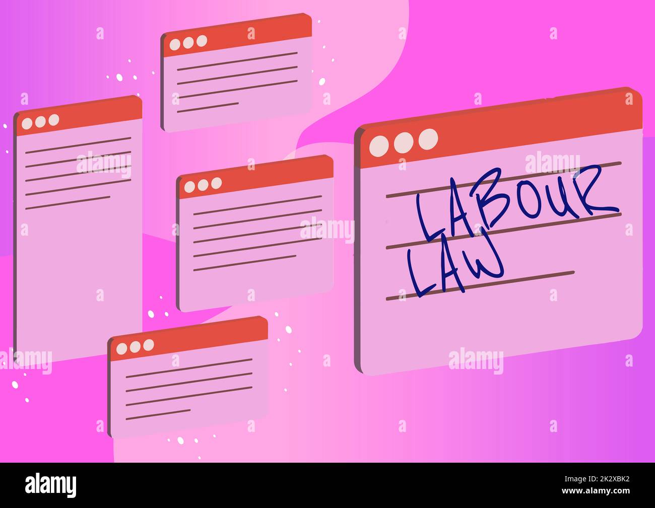 Scrittura con testo diritto del lavoro. Regole concettuali della foto implementate dallo stato tra datori di lavoro e dipendenti schede di chat che simboleggiano il successo dei colleghi di comunicazione online. Foto Stock