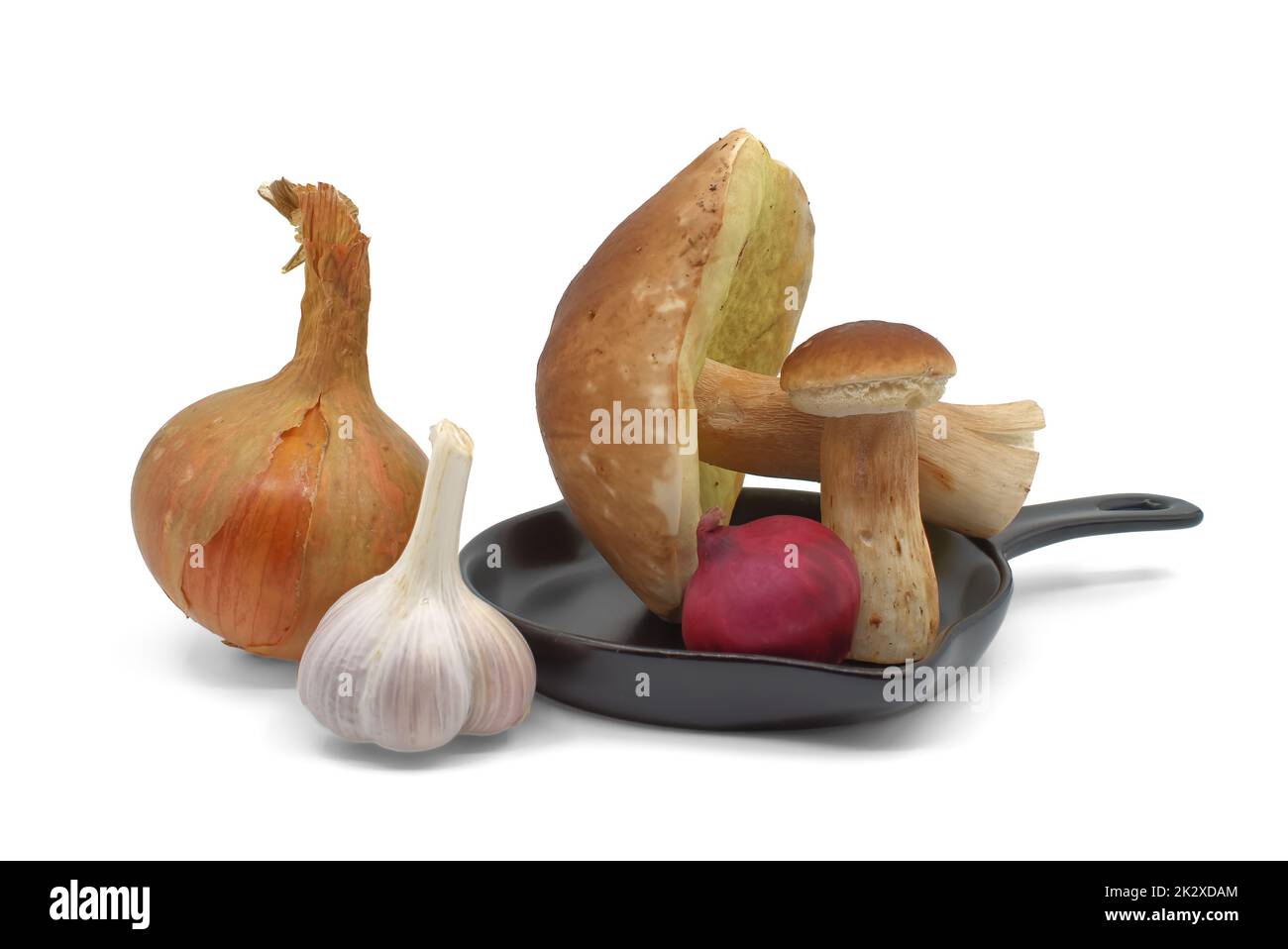 Condimento della vita morta con verdure e funghi Boletus Foto Stock