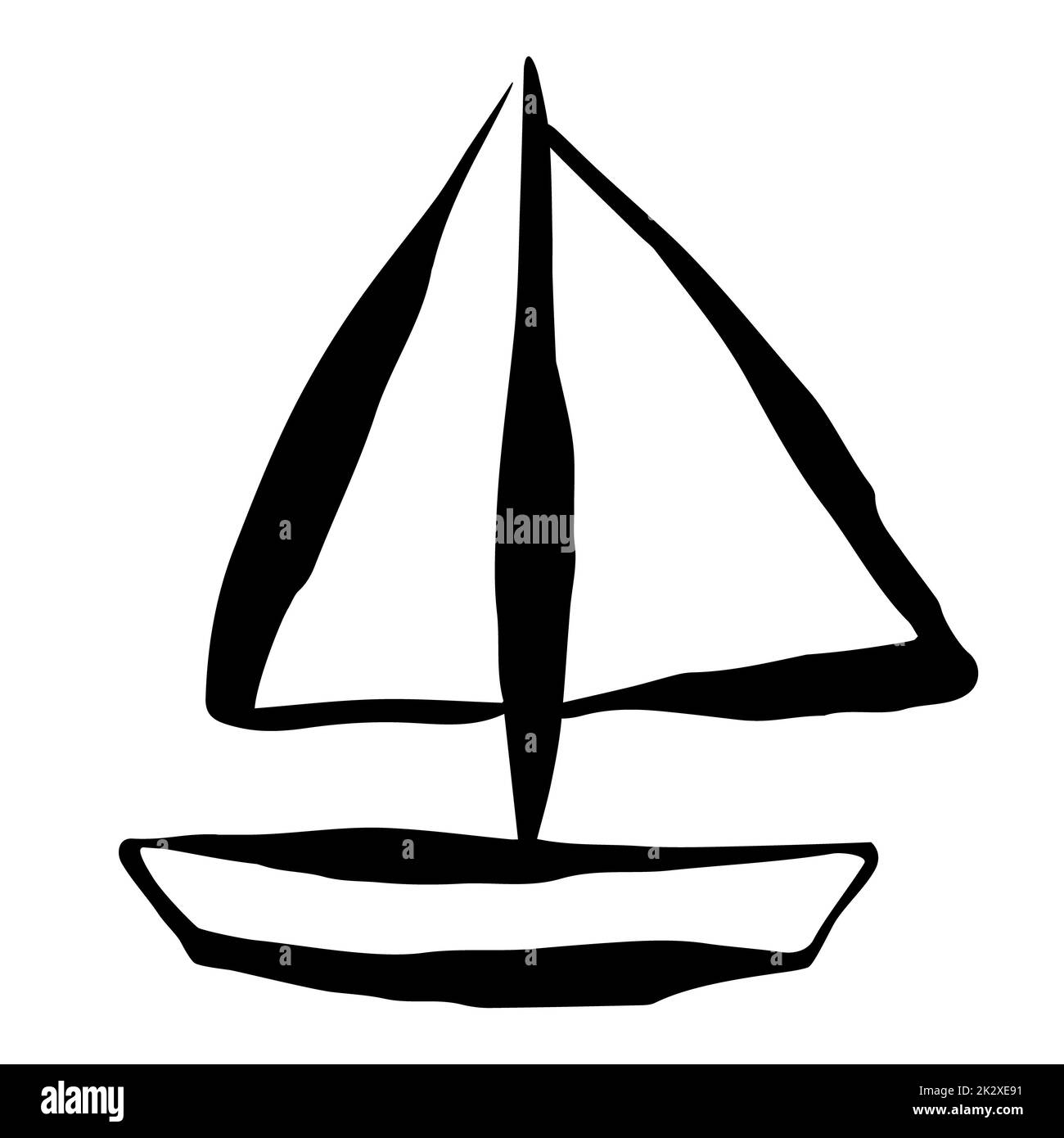 Barca a vela dipinta a mano con pennello Foto Stock