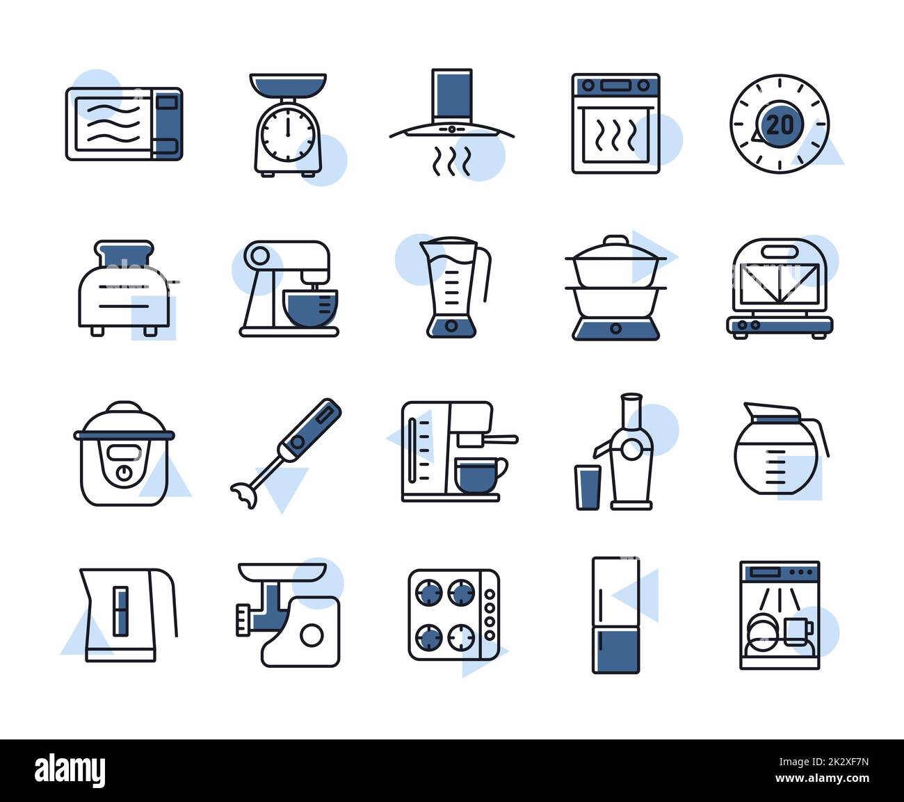 Set di icone per elettrodomestici da cucina Foto Stock