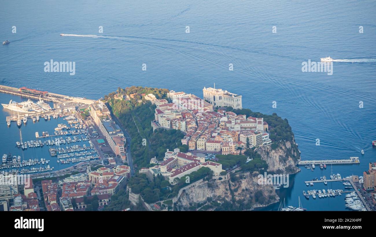 Vista panoramica di Monaco e Monte Carlo, CTE d'Azur Foto Stock