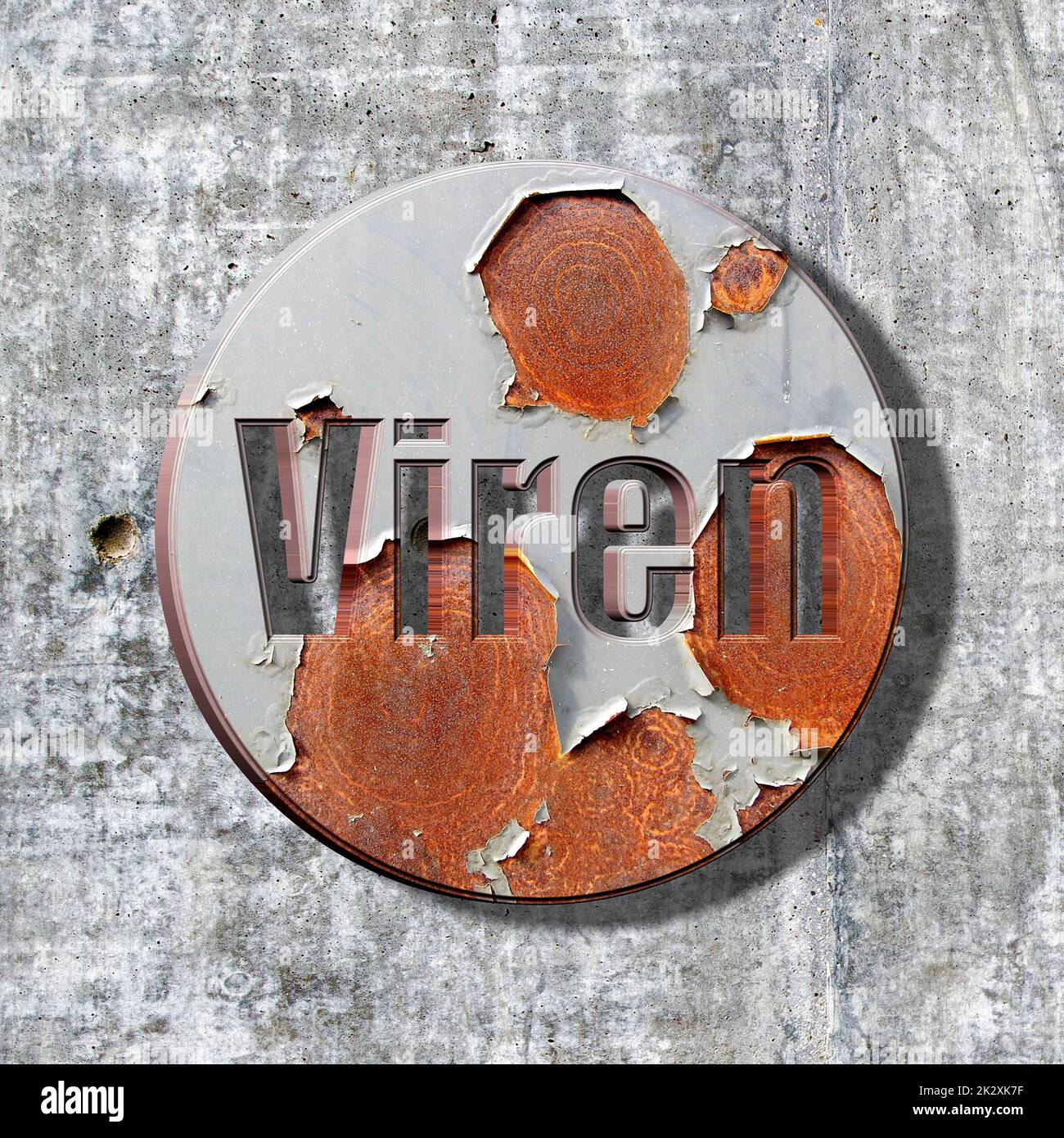 'Viren' = 'virus' - parole, lettere o testo come illustrazione 3D, rendering 3D, grafica per computer Foto Stock