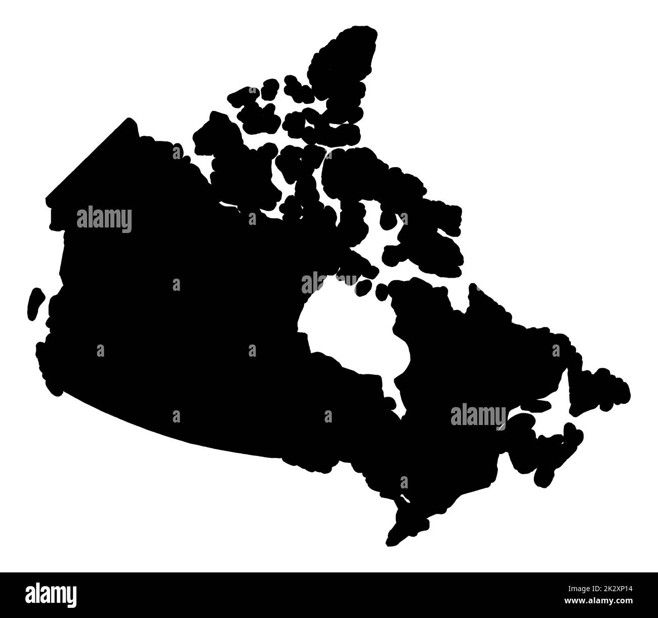 Mappa del Canada in Silhouette nera Foto Stock