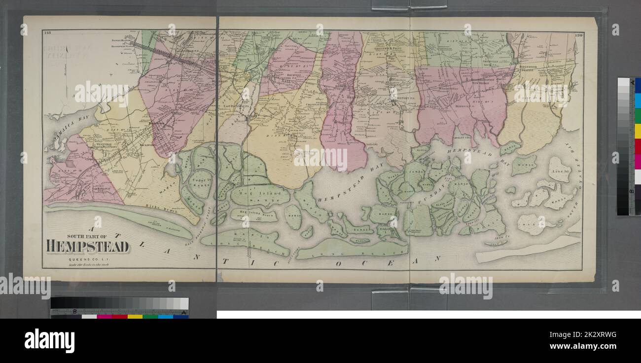 Cartografica, Mappe. 1873. Lionel Pincus e la Principessa Firyal Map Division. Long Island (N.Y.) , Descrizione e viaggio parte Sud di Hempstead, Queens Co. L.I. Foto Stock