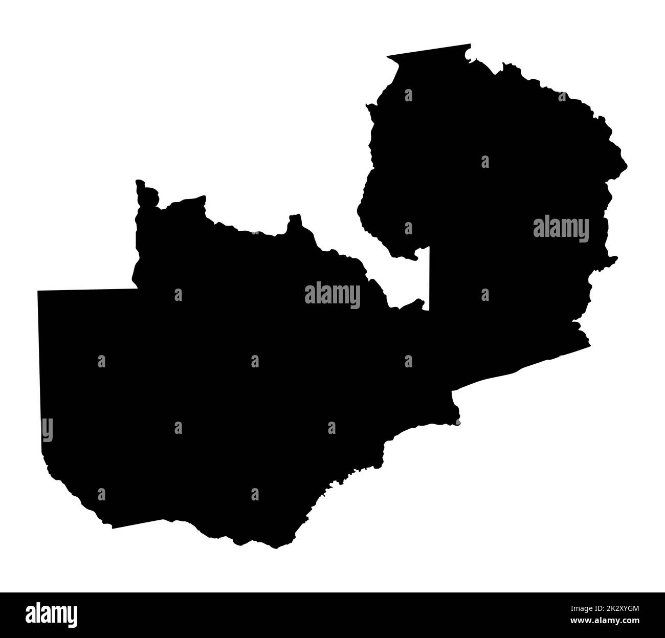 Zambia Mappa in Silhouette nera Foto Stock