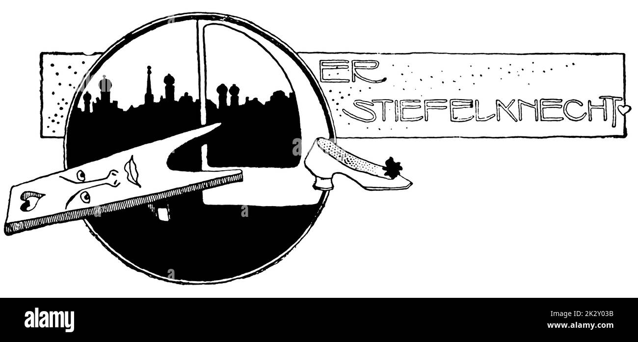 Poster pubblicitario. Dipinto di un artista austriaco Julius Klinger. Illustrazione del 19 ° secolo. Germania. Sfondo bianco. Foto Stock