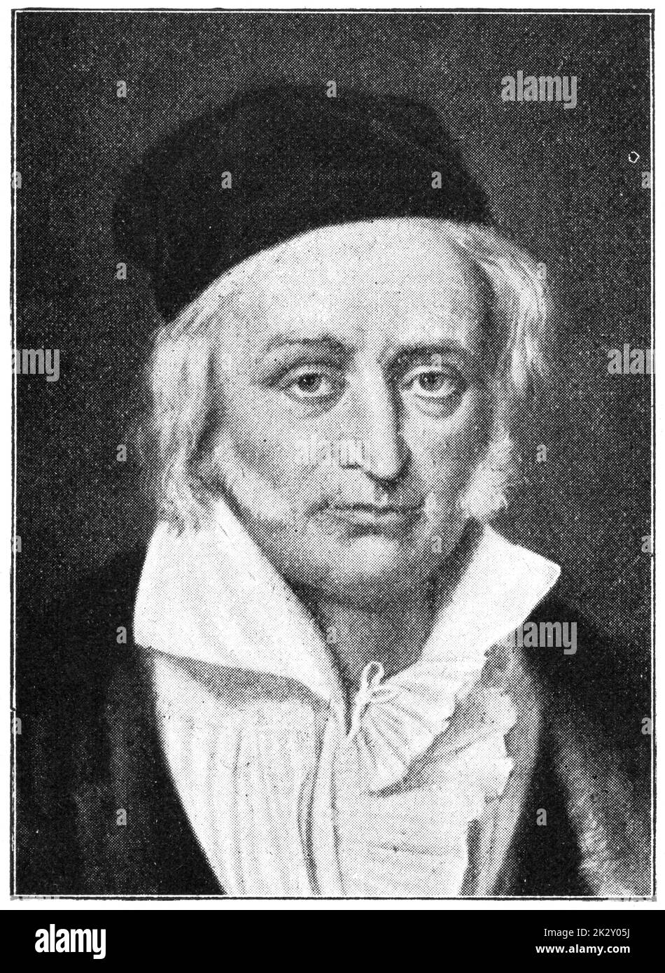 Ritratto di Johann Carl Friedrich Gauss - matematico e fisico tedesco. Illustrazione del 19 ° secolo. Germania. Sfondo bianco. Foto Stock