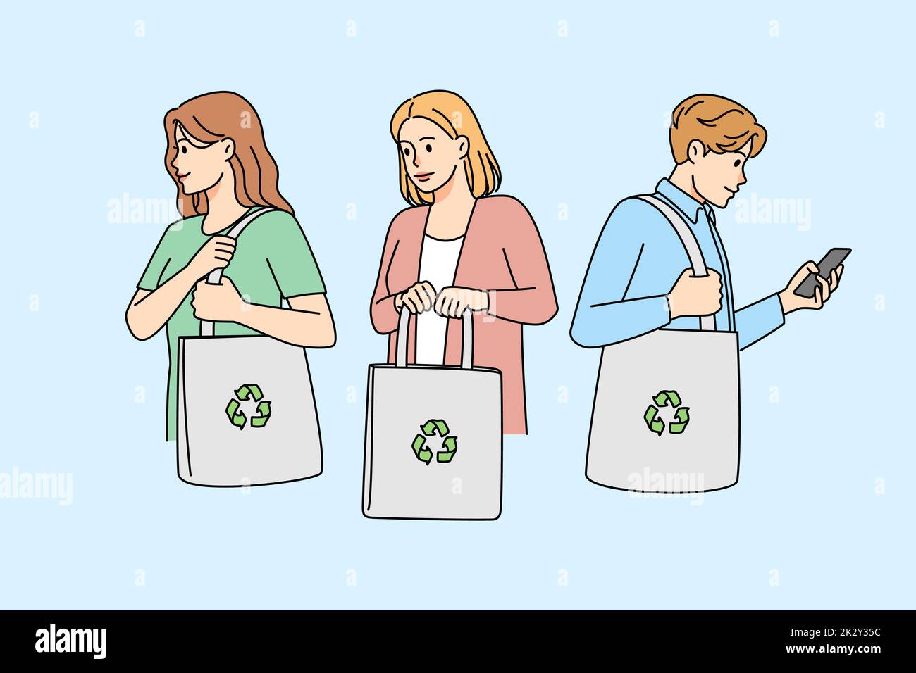 Persone con eco borse shopping Foto Stock